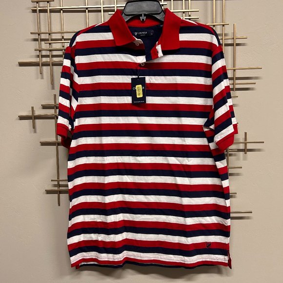 NWT! Cremieux Classics Red, White and Blue Striped Polo Shirt - M - Picture 1 of 9